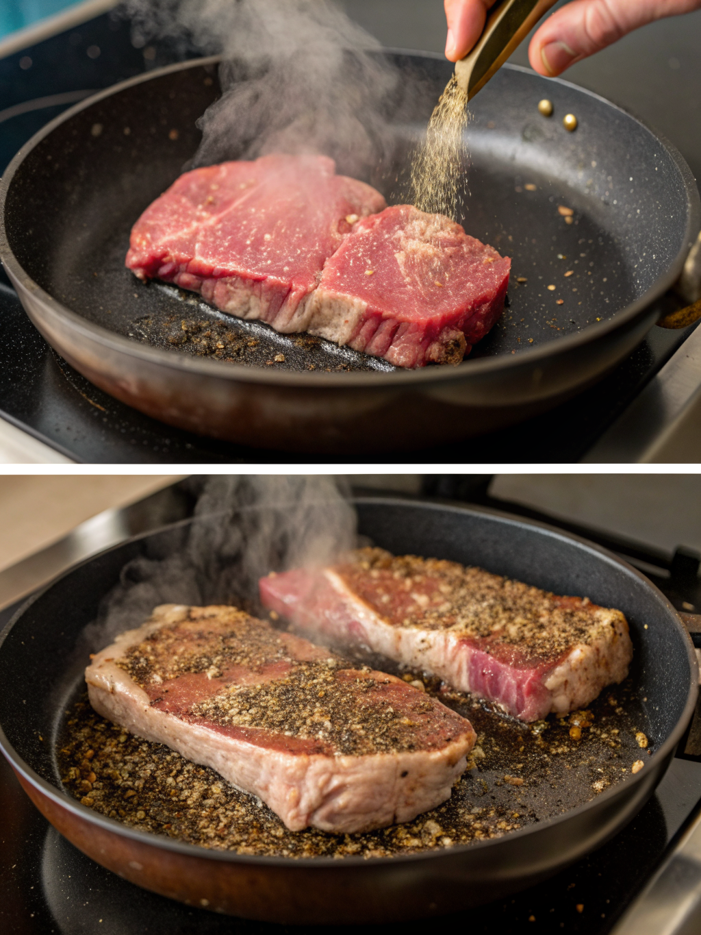pan seared steak preparing steps