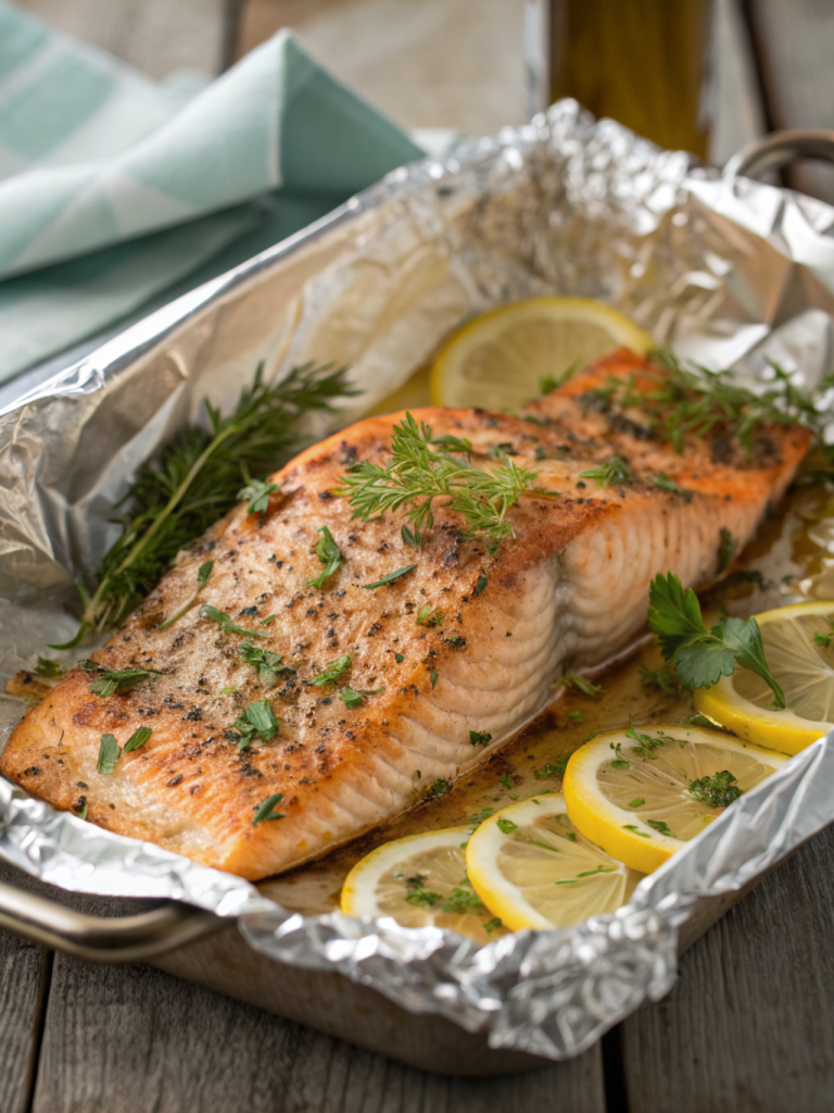Baked Lemon Garlic Salmon in Foil