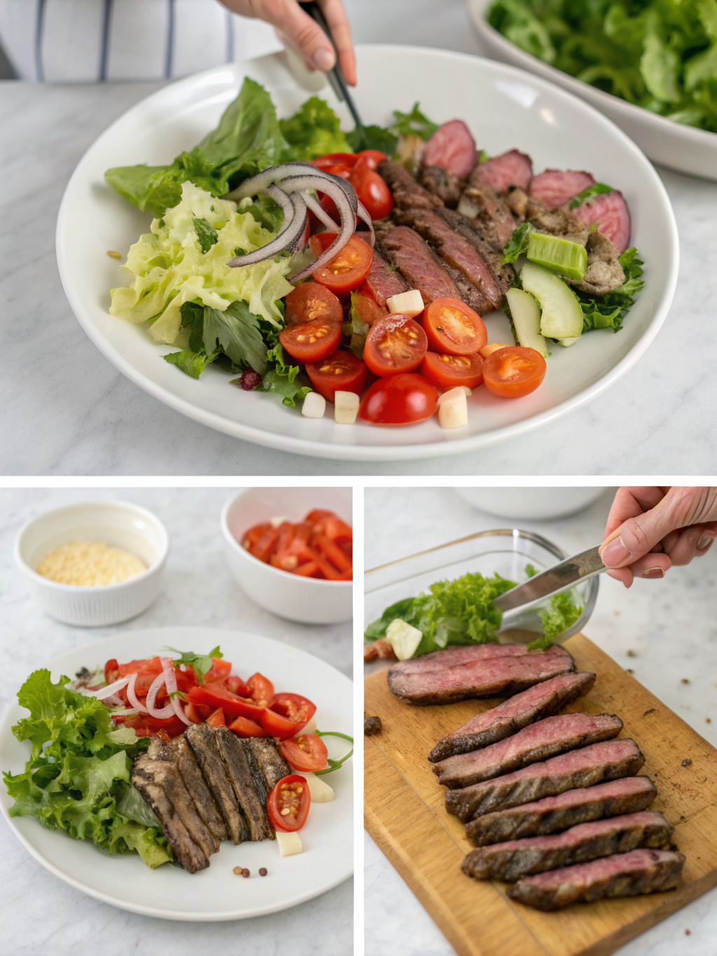 steak salad preparing steps